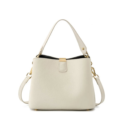 Burminsa Cowhide Genuine Leather Bucket Crossbody Shoulder Bags For Women 2025 Luxury Designer Top Handle Work Ladies Handbags