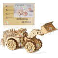 Ury 3D Wooden Puzzle Movable Engineering Vehicle Forklift Bulldozer Assembly Truck Car Model DIY Toys Decoration Gift for Kids
