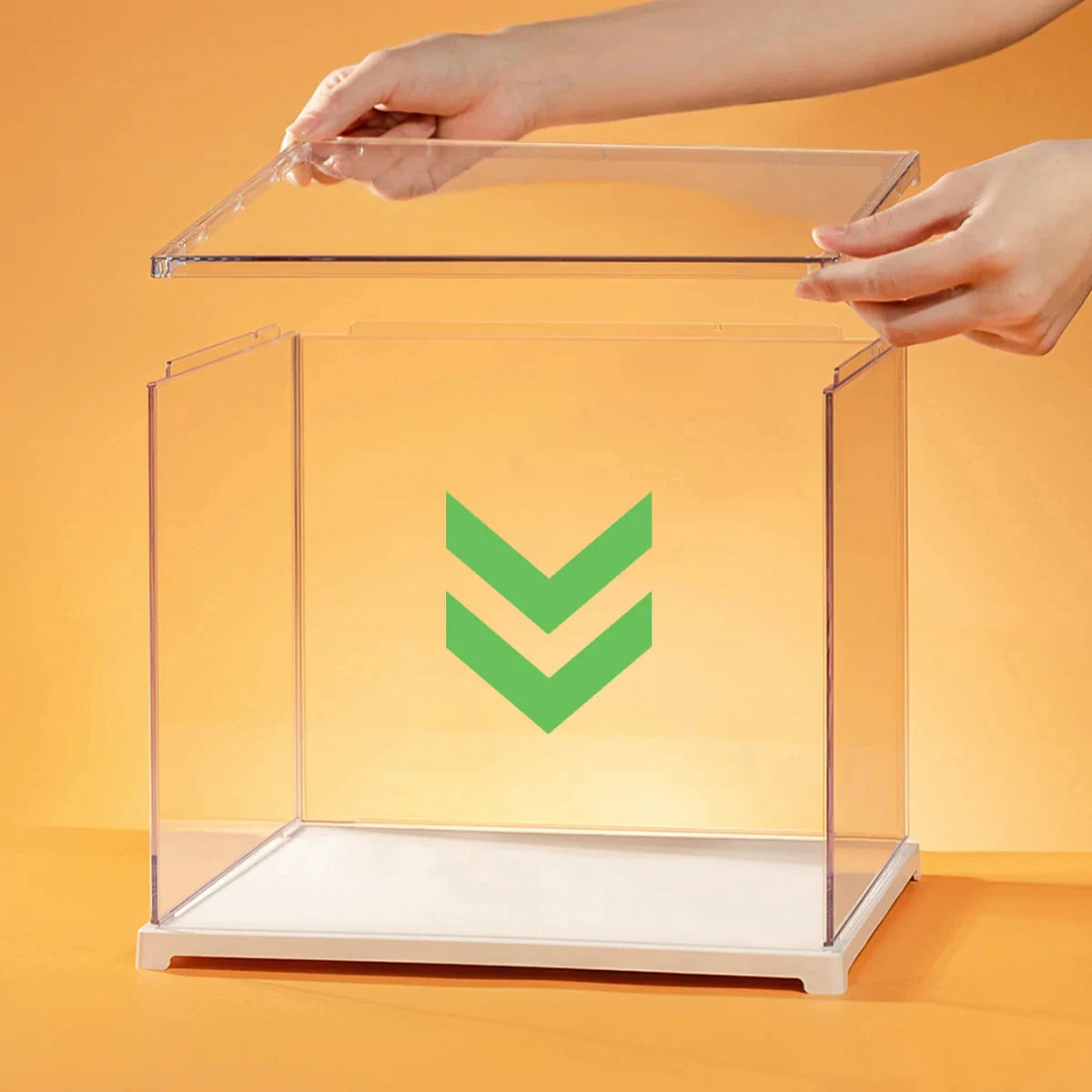 ROBOTIME Rolife Clear Display Case Portrait Size with Front Door Stackable Design Dust Proof Showcase for Miniature Houses