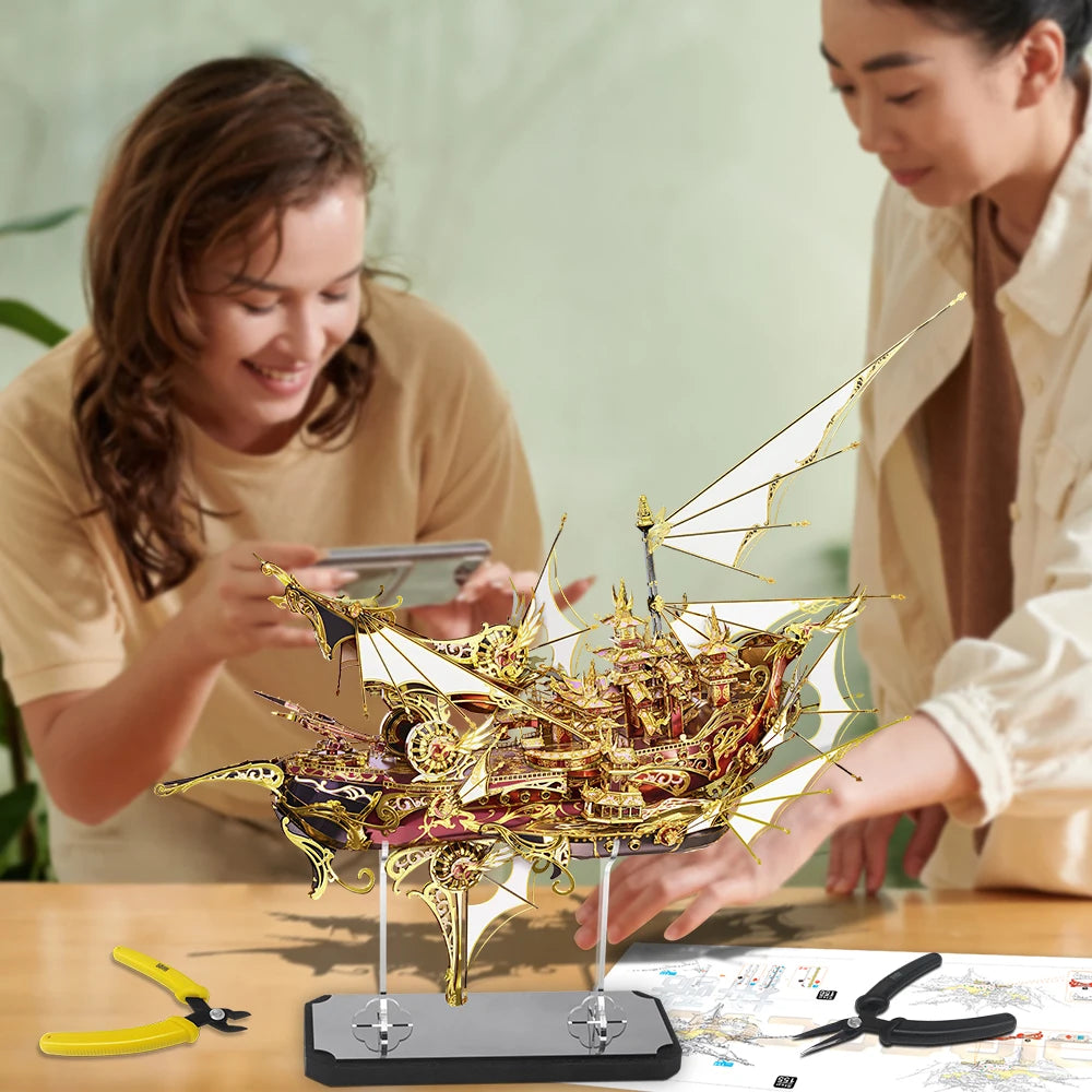 Piececool 3d Metal Puzzles Nine Heavens Boat Ship Model Building Kit DIY Toy Jigsaw for Adult Brain Teaser Creative Gifts 701pcs