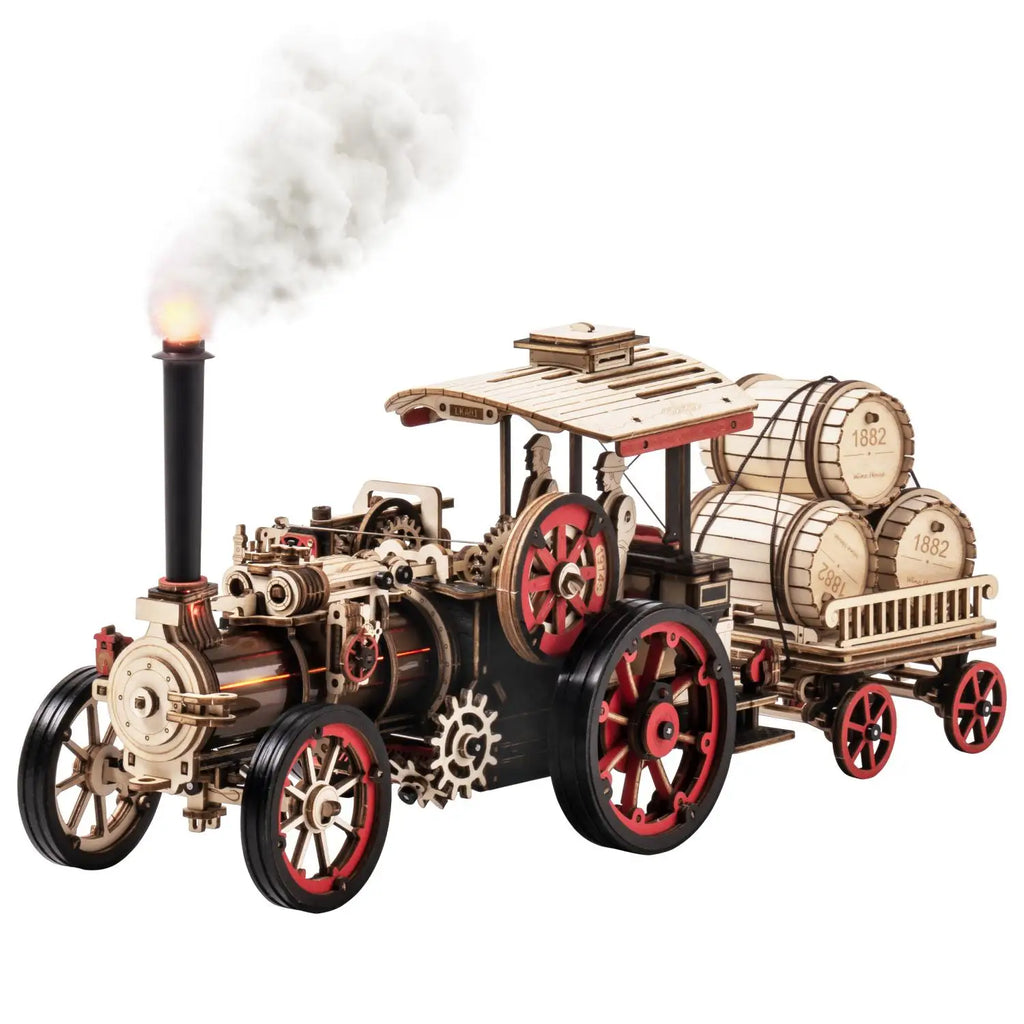 Robotime Rokr Tractor Locomotive Model 3D Wooden Puzzle for Adults Steam Engine Tractor Birthday Gifts for Boys Hobbies Toys