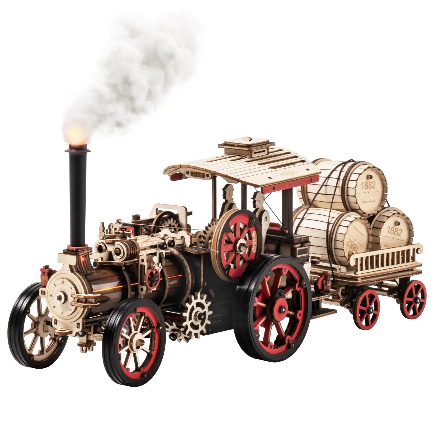 Robotime Rokr Tractor Locomotive Model 3D Wooden Puzzle for Adults Steam Engine Tractor Birthday Gifts for Boys Hobbies Toys