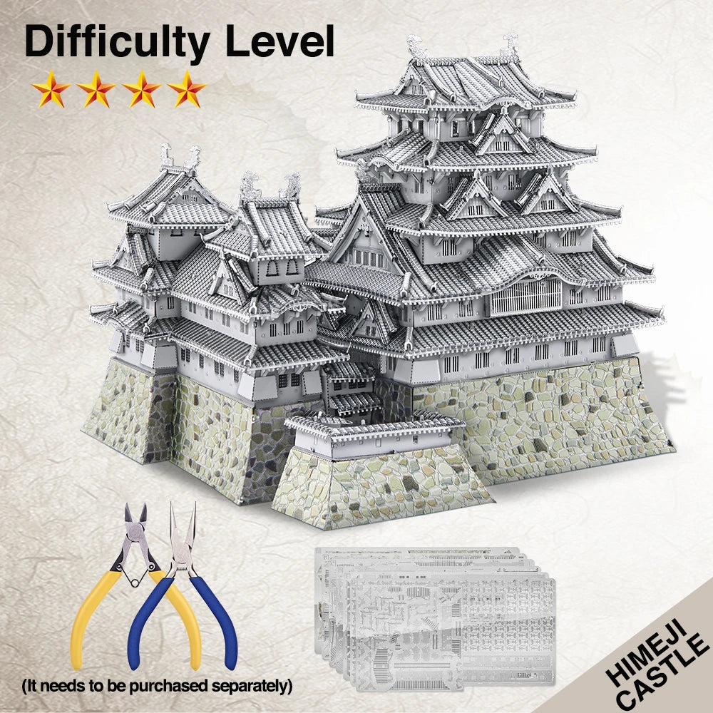 Piececool 3D Metal Puzzles Himeji-jo Castle Assembly Model Kits DIY Jigsaw Toys for Adult Gifts and Home Decoration
