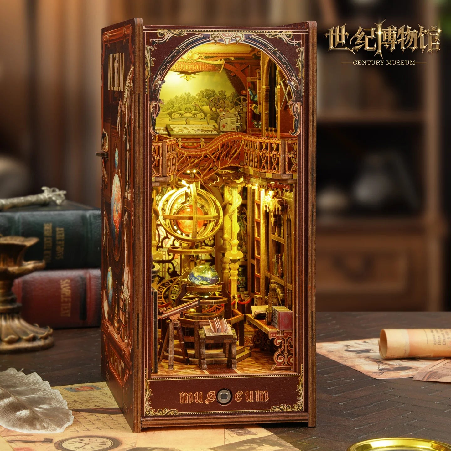 Elegant Century Museum Book Nook Kit - 3D Wooden Shelf Insert, DIY Model Building Set, Unique Home Decor Gift