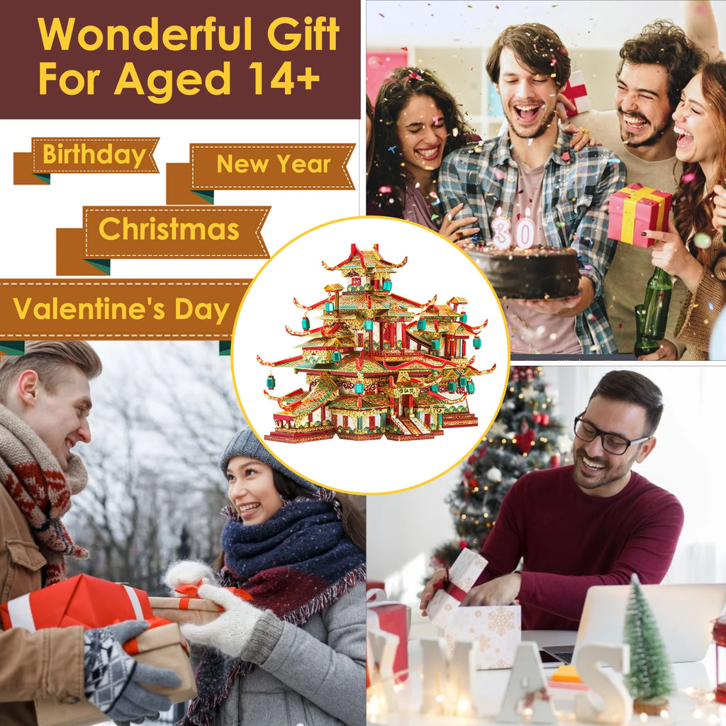 Piececool 3D Metal Puzzle Red Garden Model Kits DIY Building Kit for Adult Jigsaw Toy Best Birthday Gift for Teens