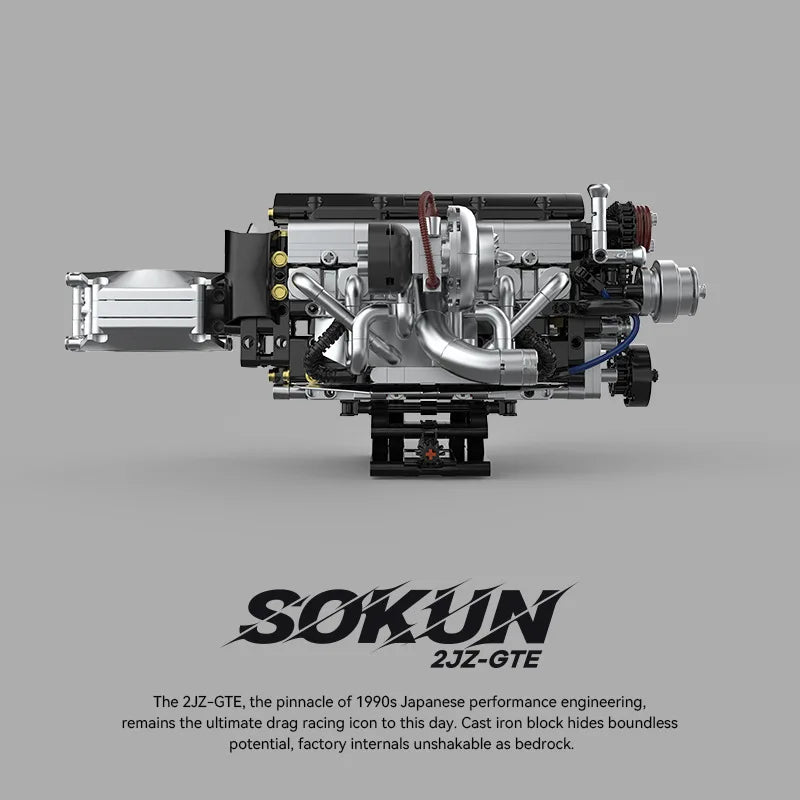 PB8814 Creative 2JZ-GTE Engine Building Block Model Toy JDM Japanese Retro Sports Car Engine Kit 974 Bricks Adult Holiday Gift