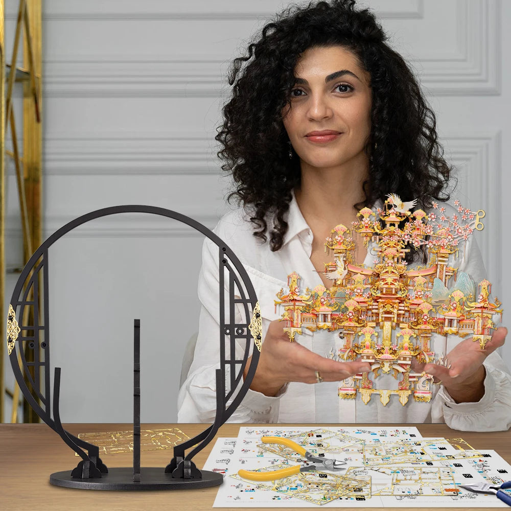 Piececool 3D Metal Puzzles Peachblossom Eifand Model Building Kits Jigsaw DIY Set for Teens Brain Teaser Toys