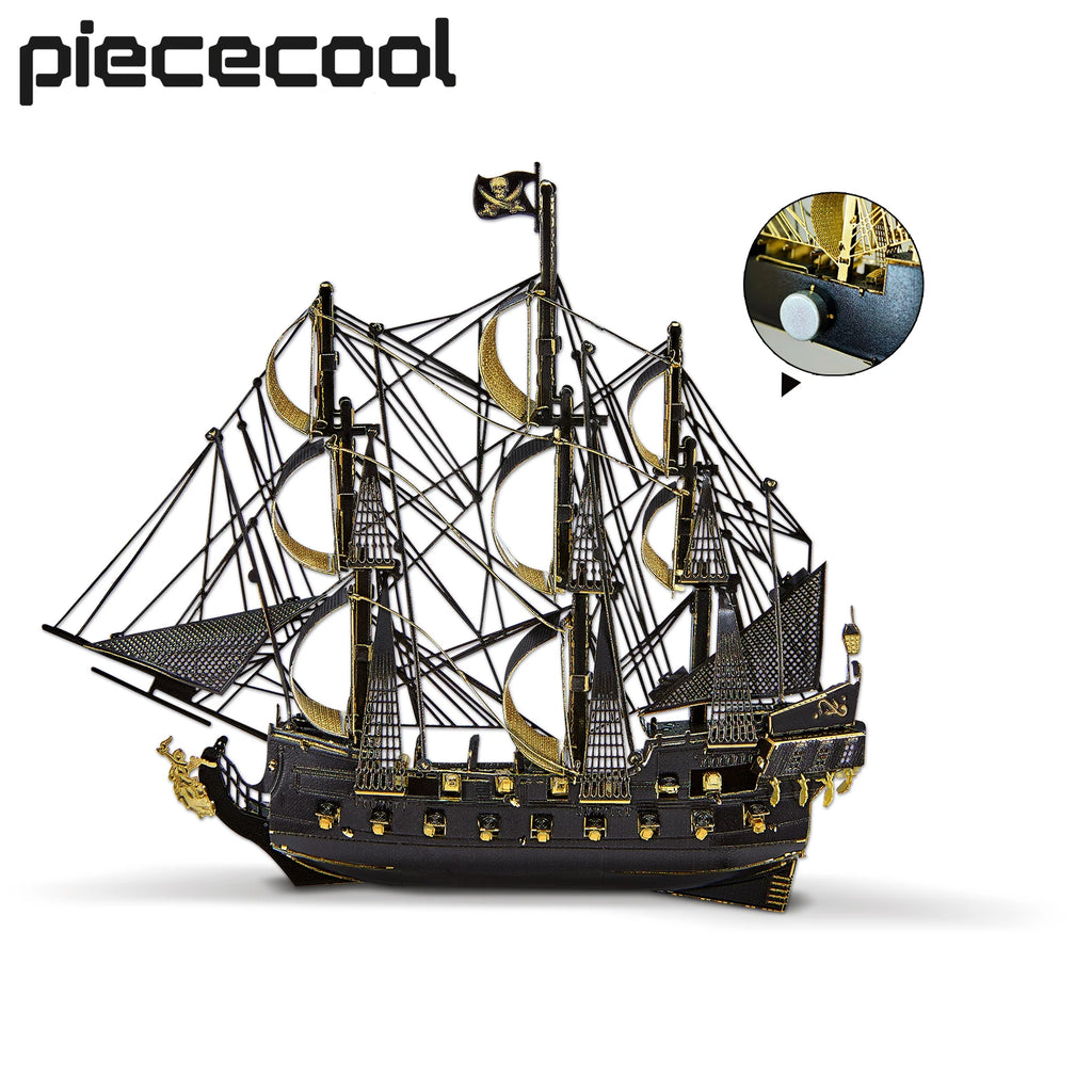 Piececool 3D Metal Model Kits The Black Pearl Refrigerator Magnet 3D Metal Puzzles for Home Decoration DIY Jigsaw Set