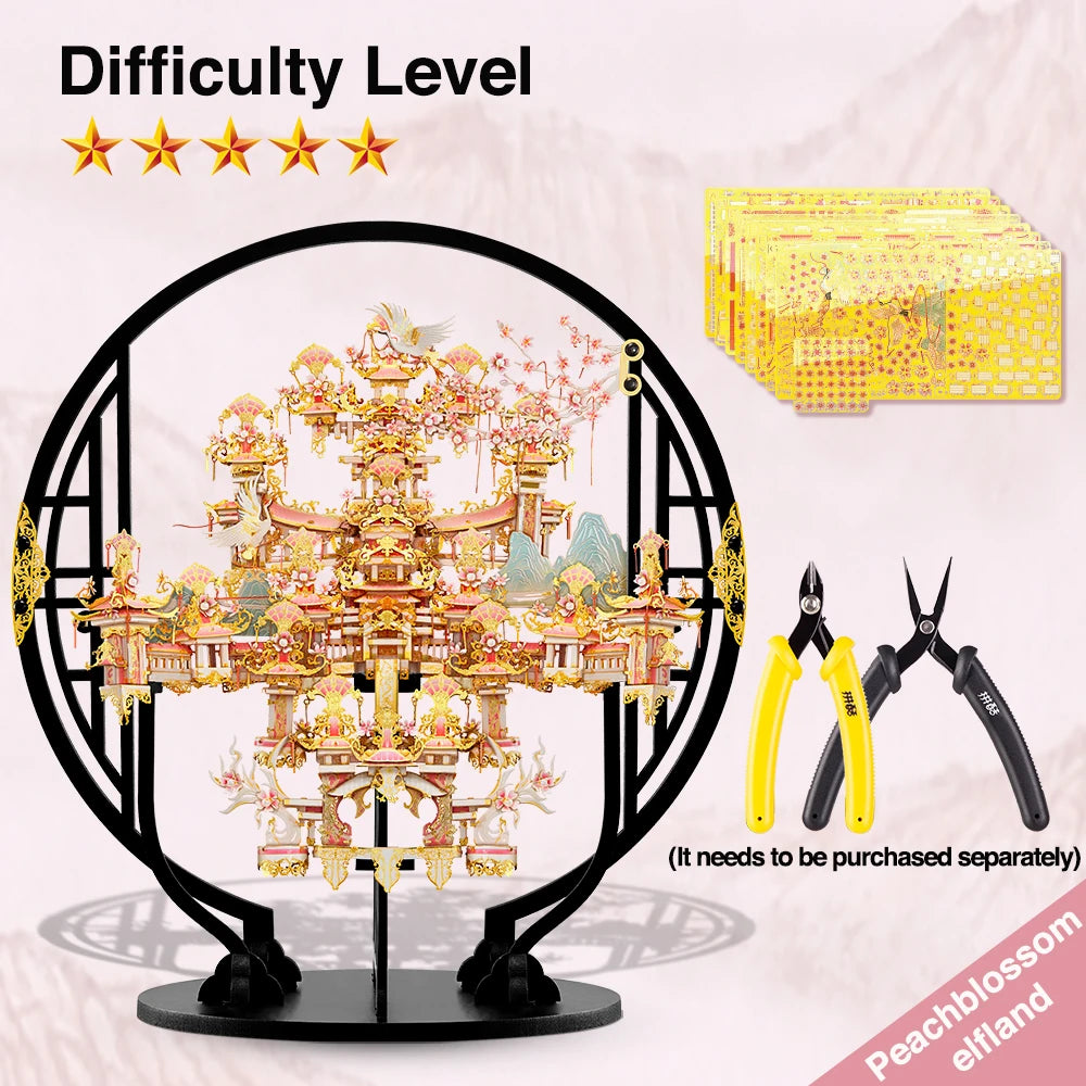 Piececool 3D Metal Puzzles Peachblossom Eifand Model Building Kits Jigsaw DIY Set for Teens Brain Teaser Toys
