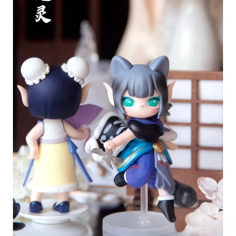 New Suri Peach Blossom Nine Elves Series Blind Box Action Figure Toys Elfin Children Robotime Cartoon Decor Toys Birthday Gift