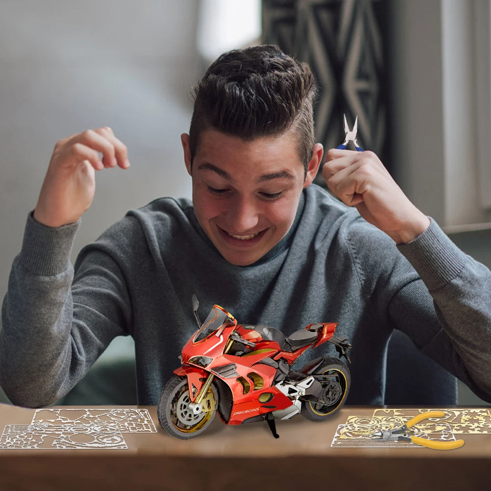 Piececool 3D Metal Puzzles Gifts Motorcycle III Assembly Model Kits DIY Toys for Teens Jigsaw 218pcs