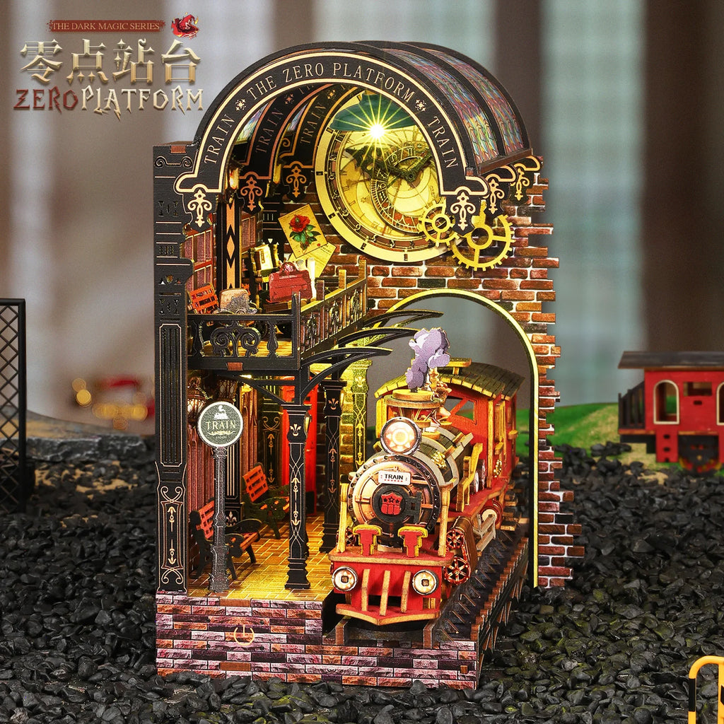 ZERO PIATFORM 3D Book Nook DIY Kit Micro Miniature Street Scene, Wooden Model Building Project for Adults, Creative Gift