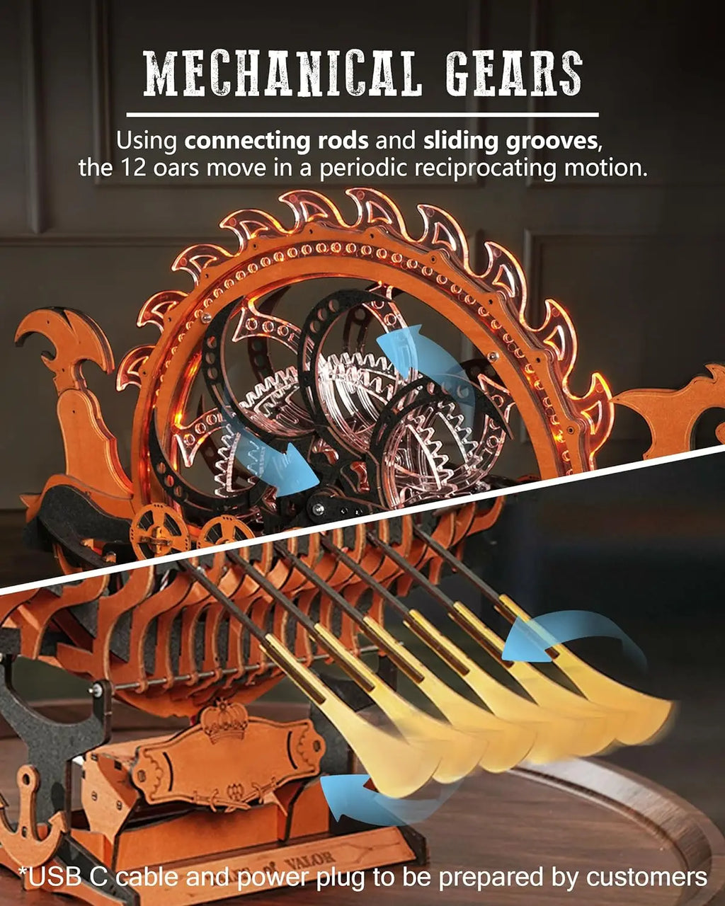 Robotime Viking Dragon Ship Mechanical Wooden Puzzles 229 Pieces Crafts Hobby Building Kit Birthday Anniversary For Adult