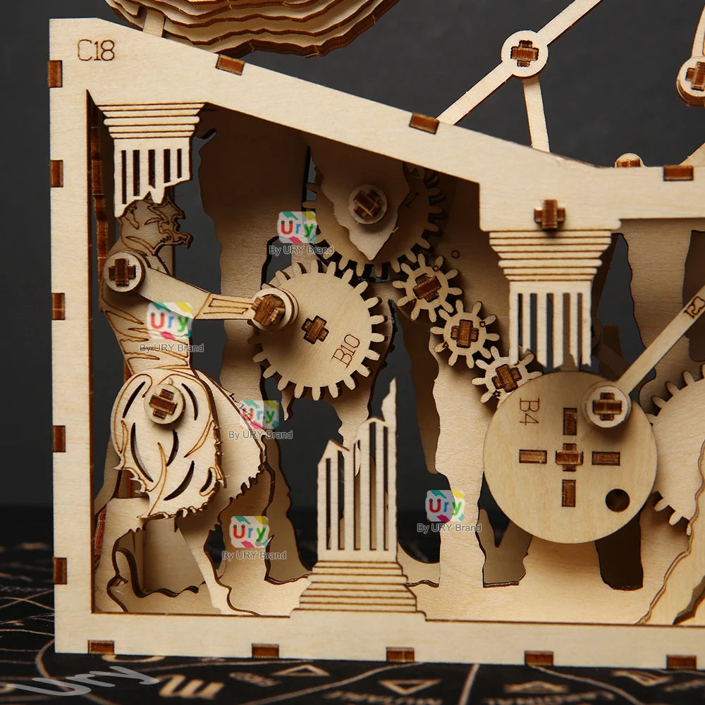 Ury 3D Wooden Puzzle Sisyphus Ancient Greek Mythological Stories Mechanical Gear Model Assembly Educational Toys Gift for Kids