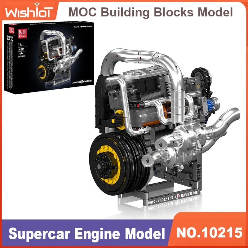 MOULD KING Engine Model Professional Building Blocks Sets V12 V8 W12 Turbojet Radial 739-1214PCS Technical Parts MOC DIY Toy