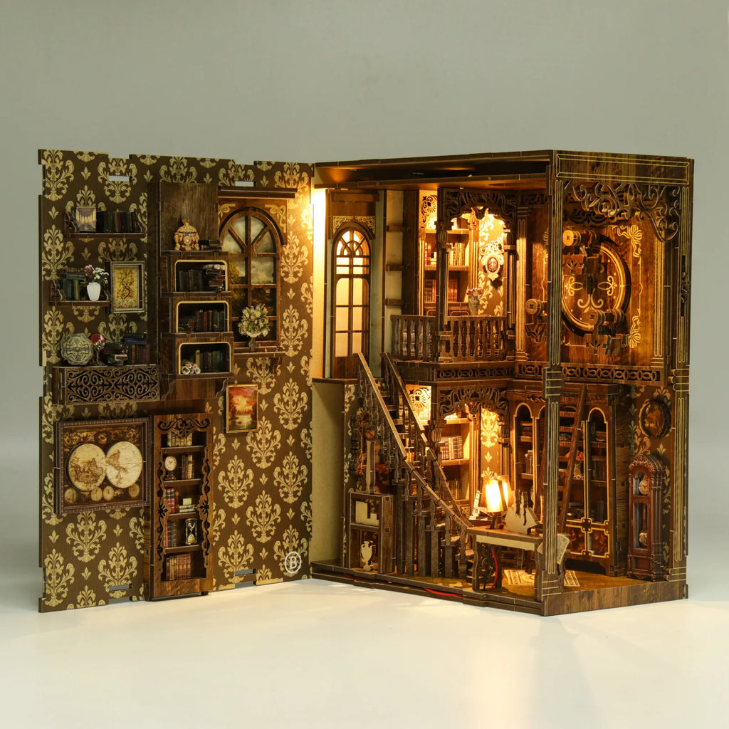 Vintage Book Collection Room Wooden Book Nook DIY Kit - 3D Puzzle House Model, Christmas & Black Friday Craft Gift