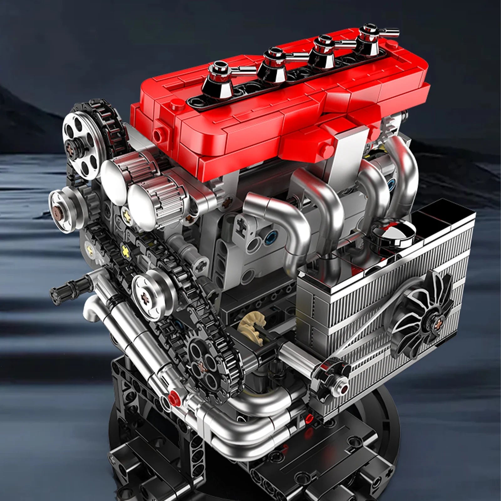 Mould King 811pcs 10235 Retro Inline 4-cylinder Engine Model Small Building Blocks Model PF Motor Display Holiday Gift For Kids