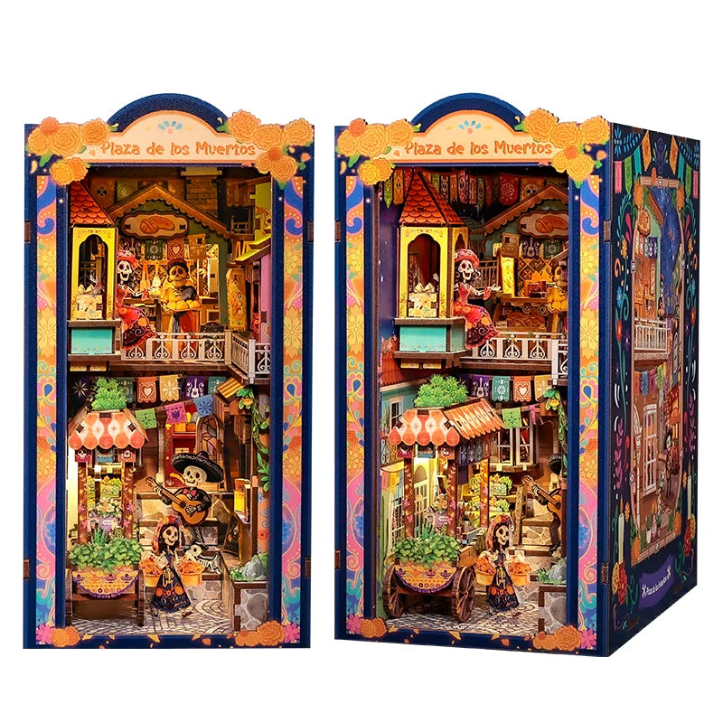 CUTEBEE 3D Wooden Dollhouse Booknook DIY Miniature House Puzzle for Adults Creative Bookshelf Insert Room Decor Gift for Teens