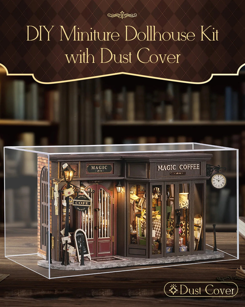 CUTEBEE DIY Miniature Doll House Kit Wooden Dollhouse Roombox Magic Workshop Garden With Light for Girls Adults Gifts Christmas