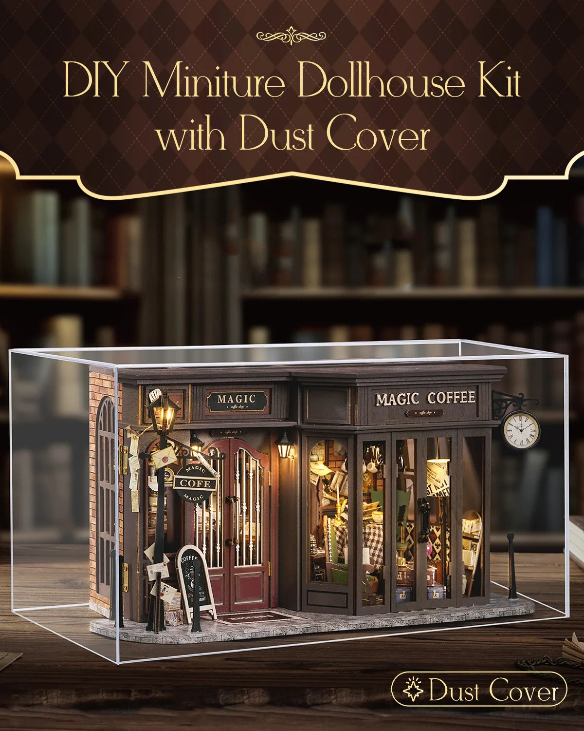 CUTEBEE DIY Miniature Doll House Kit Wooden Dollhouse Roombox Magic Workshop Garden With Light for Girls Adults Gifts Christmas