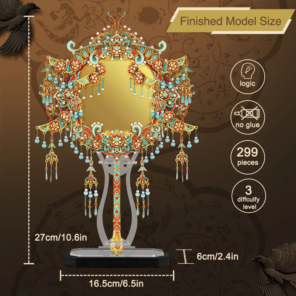 Piececool 3d Puzzles Metal Octagonal Mirror Assembly Model Kits Chinese Style DIY Sets for Home Decoration Gifts 299PCS