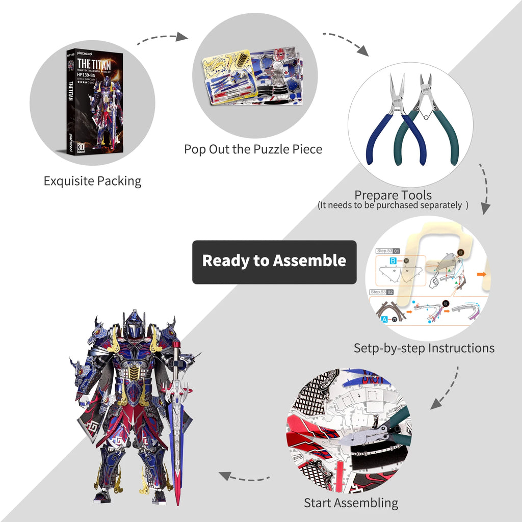 Piececool 3D Metal Model Kits Titan DIY Assembly Jigsaw Toy Puzzle 3D Sets Creative Gifts for Christmas