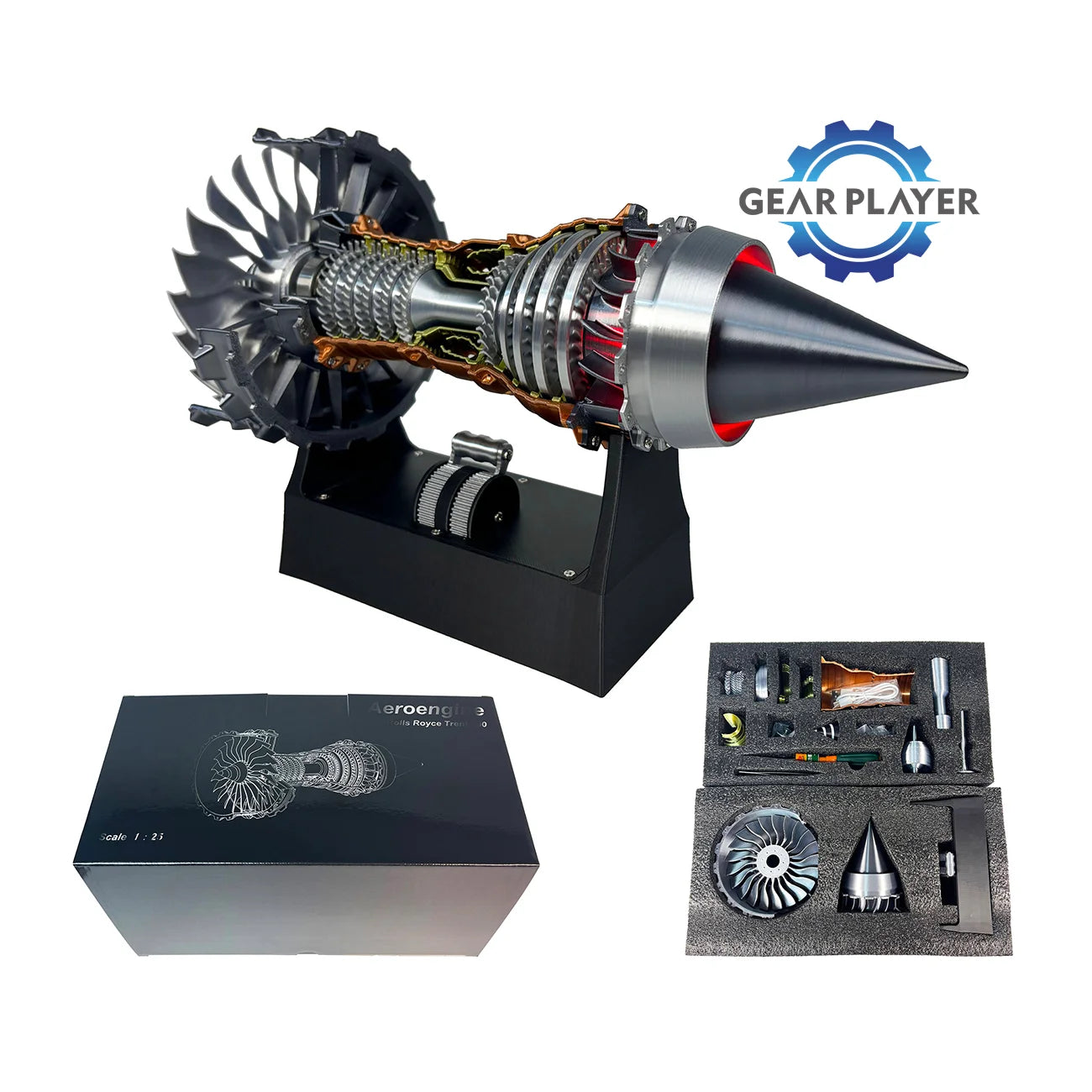 Turbojet Engine Model Kit Adjustable Speed Tail Flame Simulation for DIY Assembly and Science Projects