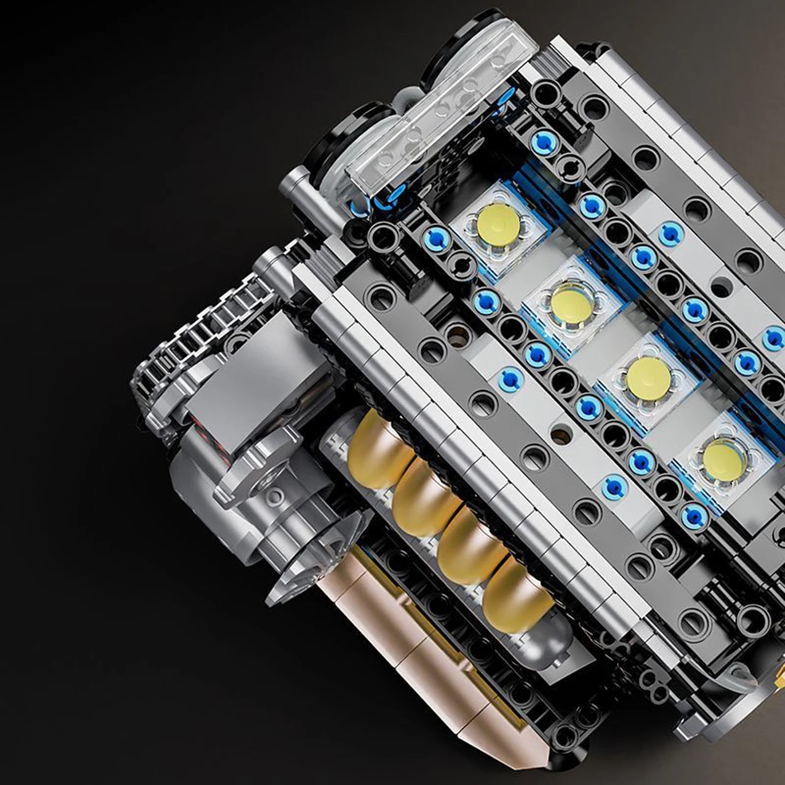 YC614 Inline 4 Cylinder Mechanical Engine Model Kit 853pcs Small Particle Assembly Blocks Working Piston Motor Educational Toy