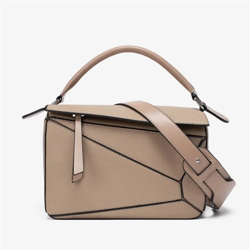 New Simple PU Geometric Handbag Women's Crossbody Bag Large Capacity Lightweight Doctor Bag Versatile Business Casual Style