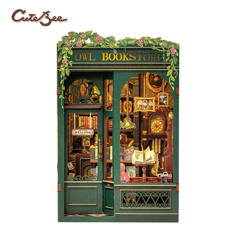 CUTEBEE Book Nook DIY Building Kit with Laser-Cut Precision Pieces 3D Wooden Puzzle  Collectible Desk Home Decor for Gift Idea