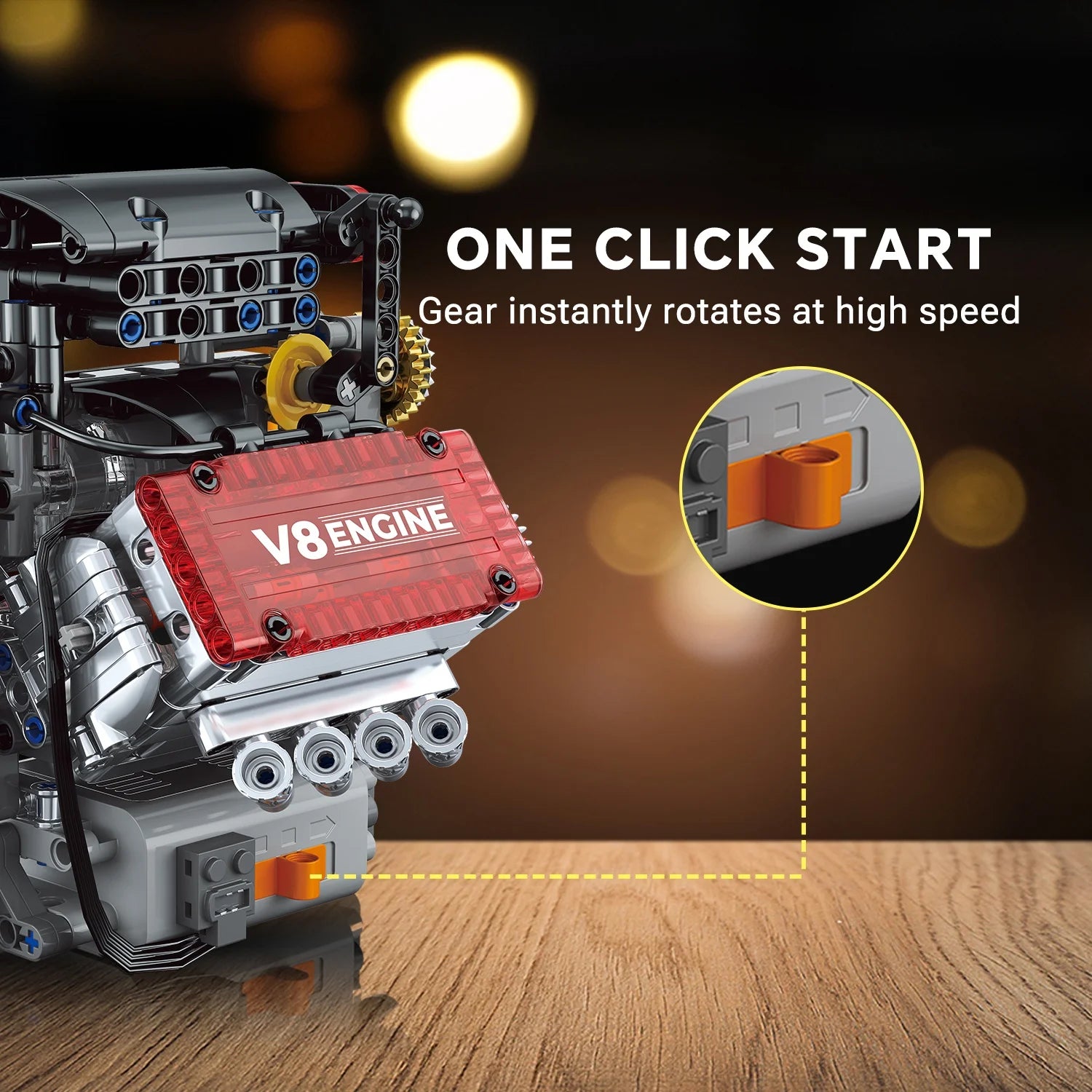 478PCS V8 Engine Building Blocks Set Electric Lifelike Desktop Model Education Toy for Children And Adults Gift