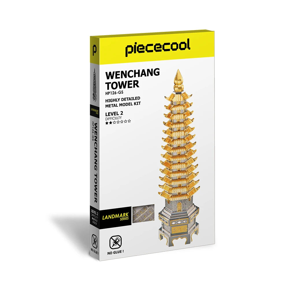 Piececool 3D Metal Puzzles WENCHANG Tower Building Kits for Adult DIY Model Kits Brain Teaser Toys Best Birthday Gift