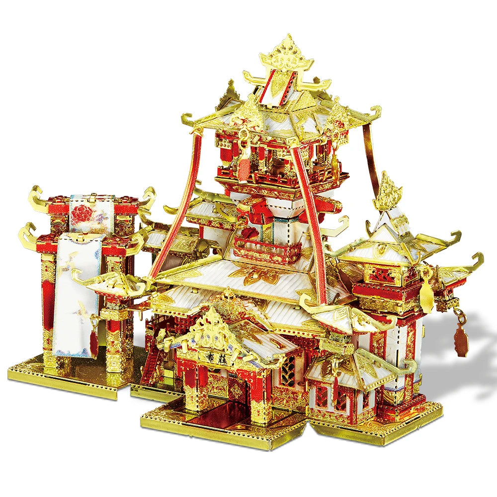 Piececool 3D Metal Puzzles Chinese Ancient Buildings Assembly Model Kit Brain Teaser Jigsaw Toy for Home Decoration