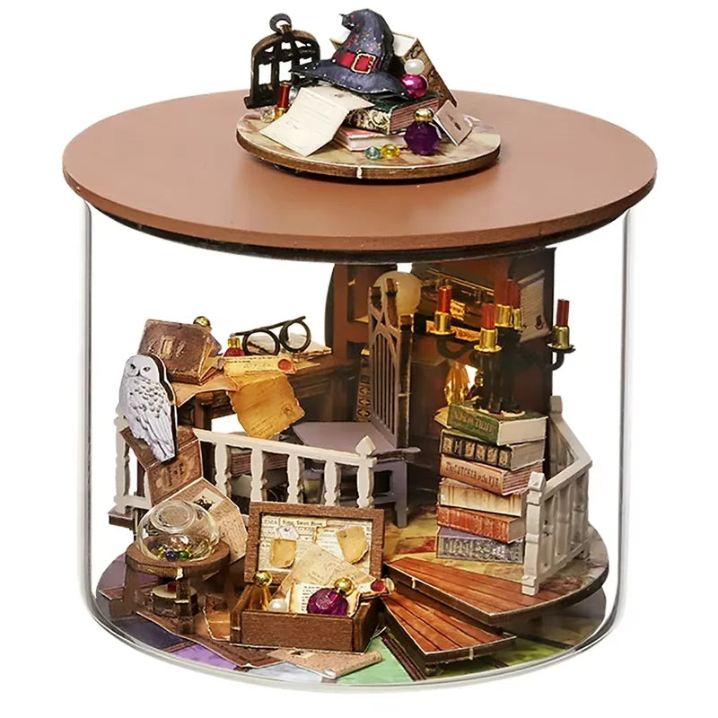 CUTEBEE DIY Miniature Doll House Kit Wooden Dollhouse Roombox Magic Workshop Garden With Light for Girls Adults Gifts Christmas