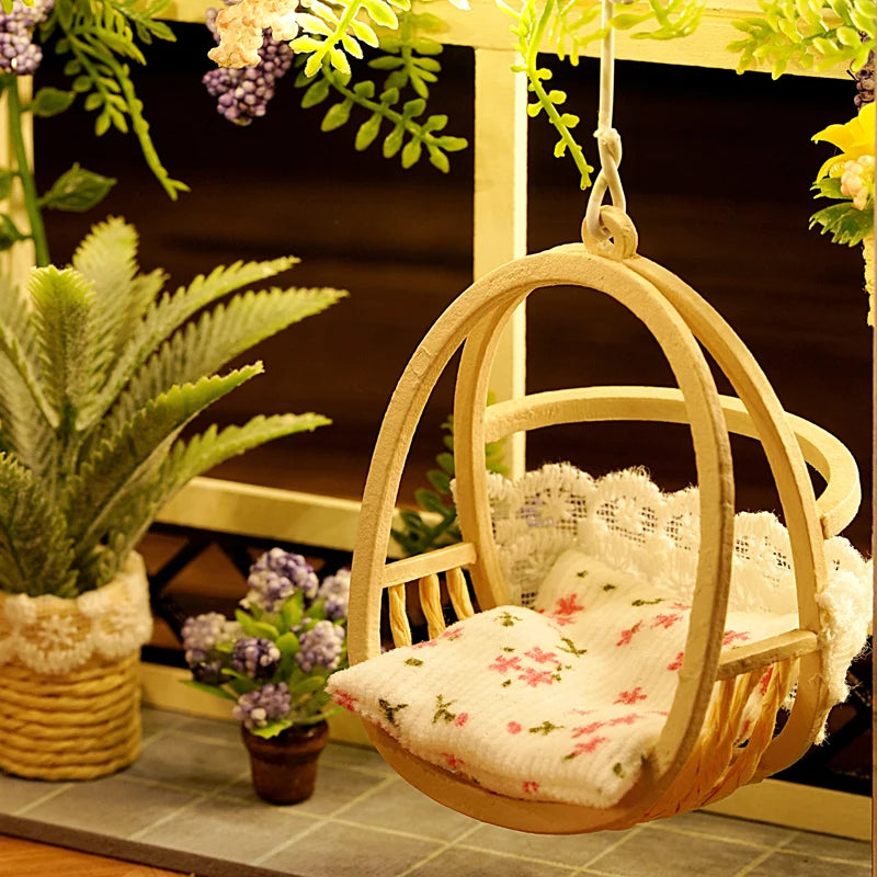 Cutebee DIY Dollhouse Miniature Kit with Furniture and Light Coffee Shop Wooden Room Building Model Toy for Adult Birthday Gifts