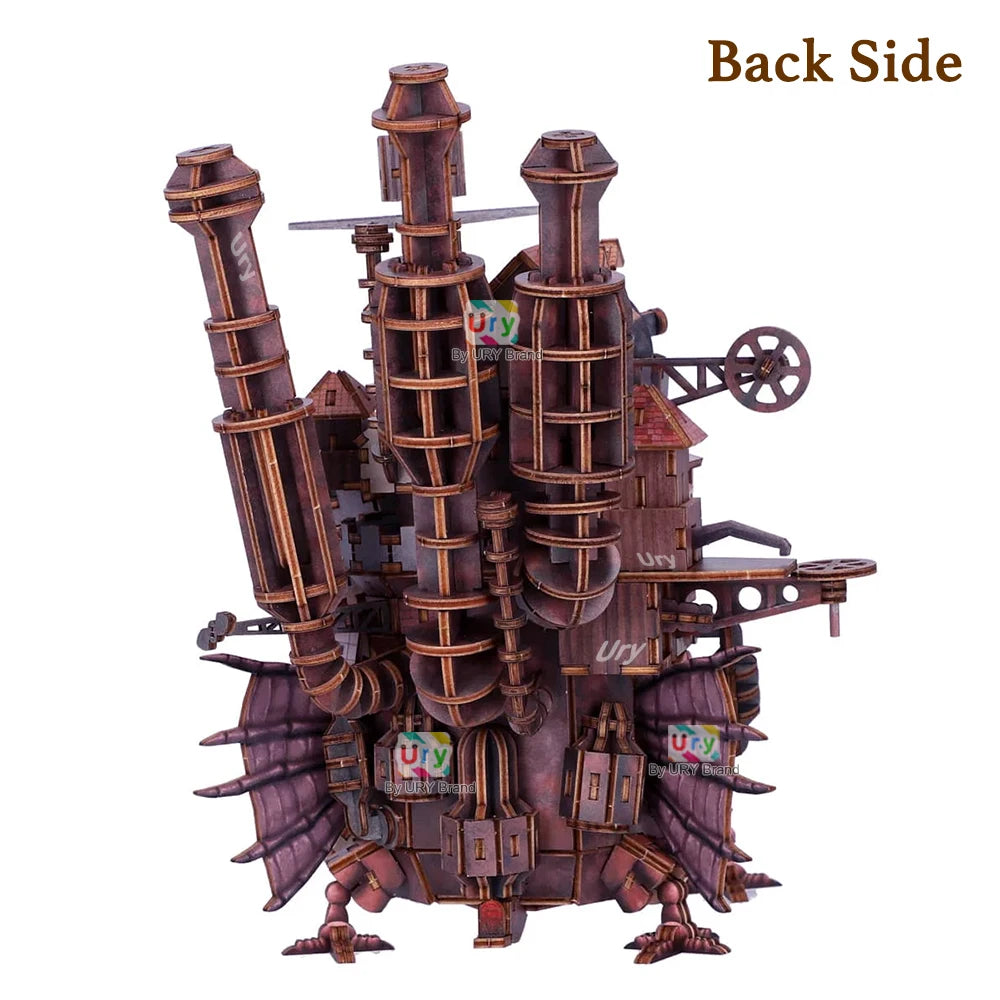 URY 3D Wooden Puzzle Creative Magic Steel Castle Theme Film Movie Series DIY Toy Home Decoration Model Kit Gifts for Adults