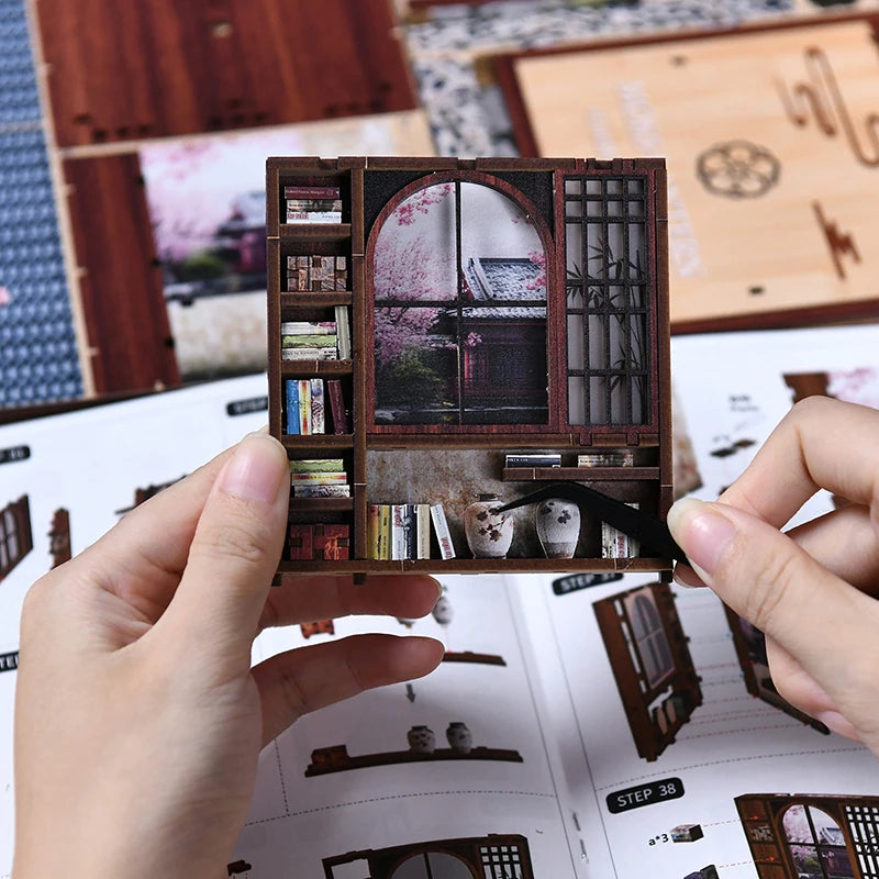 New Moss Lamp & Garden DIY Wooden Bookend 3D Puzzle - Hand Assembly Miniature House Model, Home Decor, Christmas  Black Friday