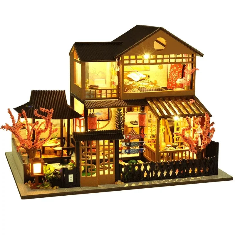 CUTEBEE DIY Miniature Doll House Kit Wooden Dollhouse Roombox Magic Workshop Garden With Light for Girls Adults Gifts Christmas