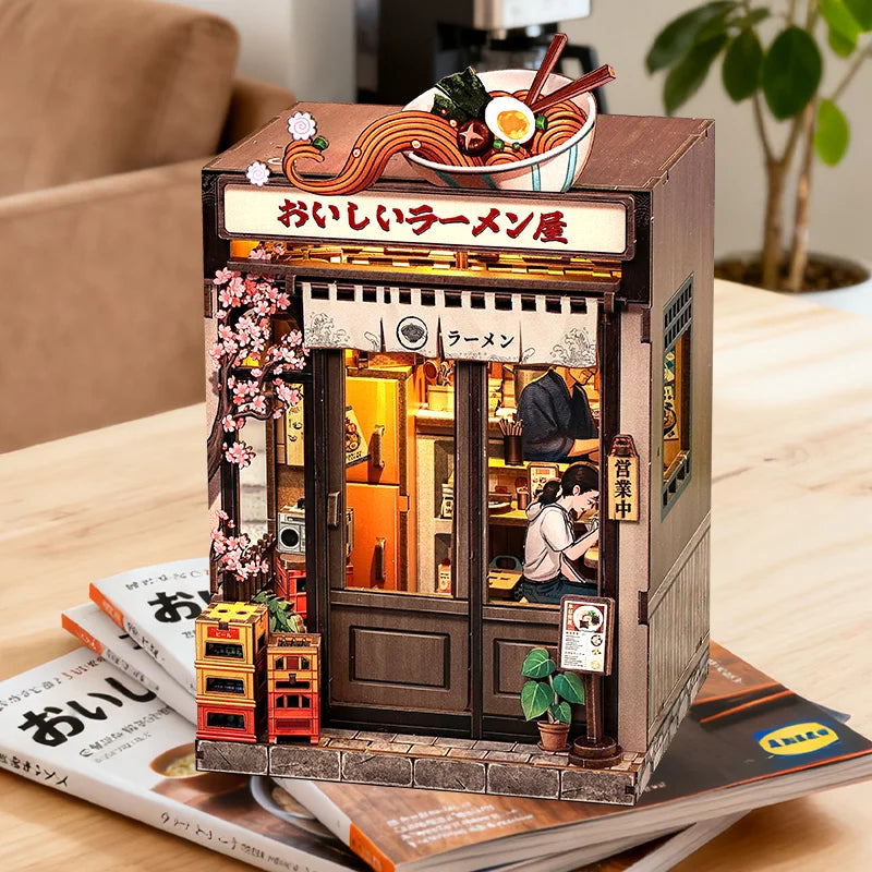 CUTEBEE Book Nook Kit DIY Music Box Wooden Doll House with Touch Light Miniature Model for Amazing Gifts Oishii Kyoto