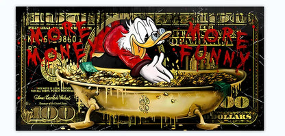 Scrooge McDuck 100 Dollars Pop Art Canvas Posters and Prints Modern Money Graffiti Art Paintings on the Wall Art Pictures Cuadro