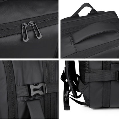 Quilted Expandable Laptop Backpack USB Port Lightweight Oxford Multi-Compartment Luggage Sleeve Work Bag for Travel Commute