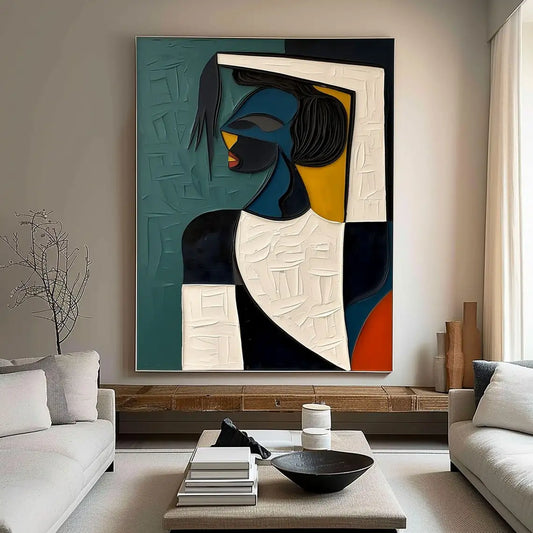 Large Colorful 3D Textured Mural Original Hand-painted Abstract Canvas Painting Picasso-style Oil Painting Modern Wall Art Decor