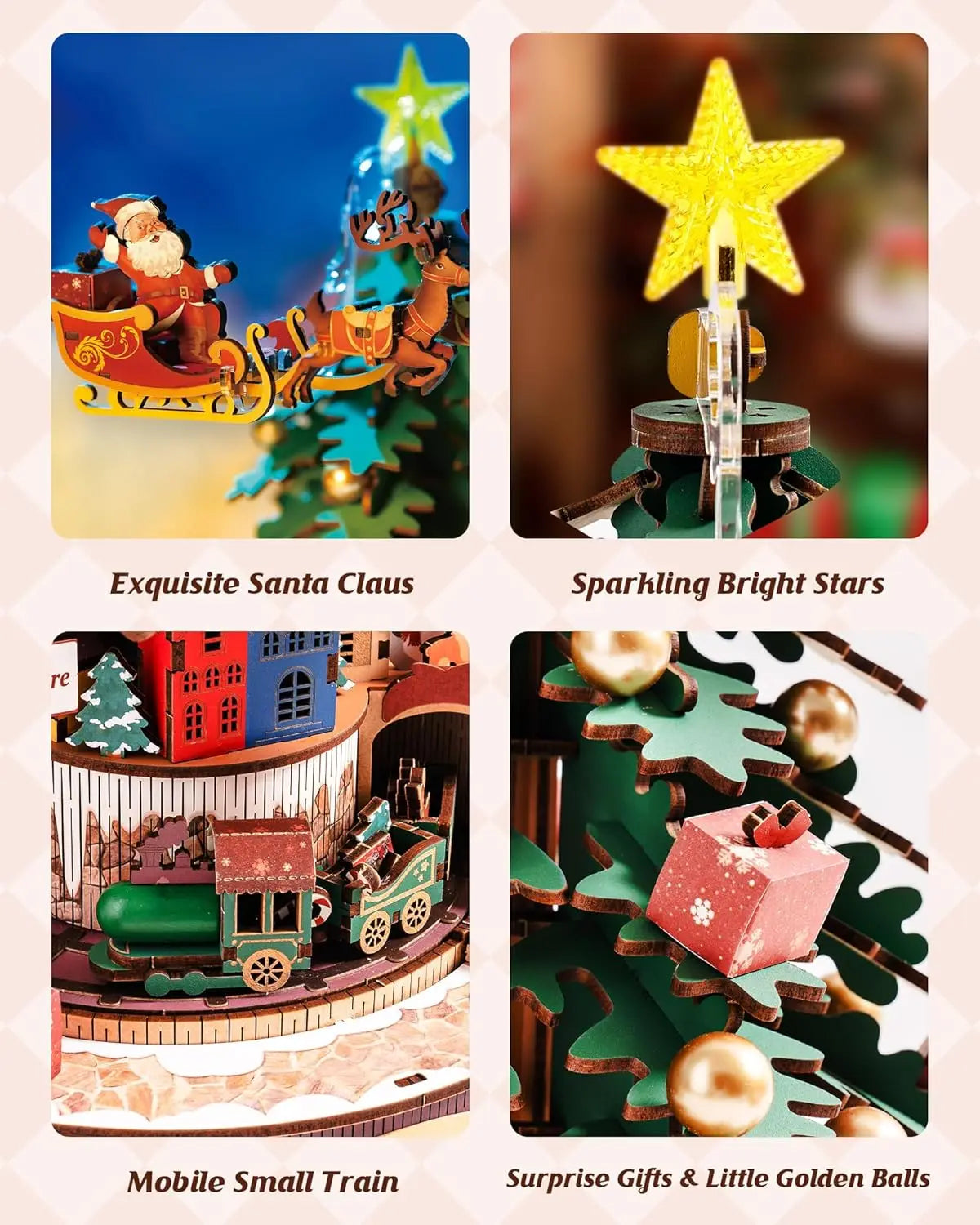 Robotime 3D Wooden Puzzles Music Box Christmas Melody Tree Wooden Model Kits for Adults to Build Best Gifts for Adults and Kids