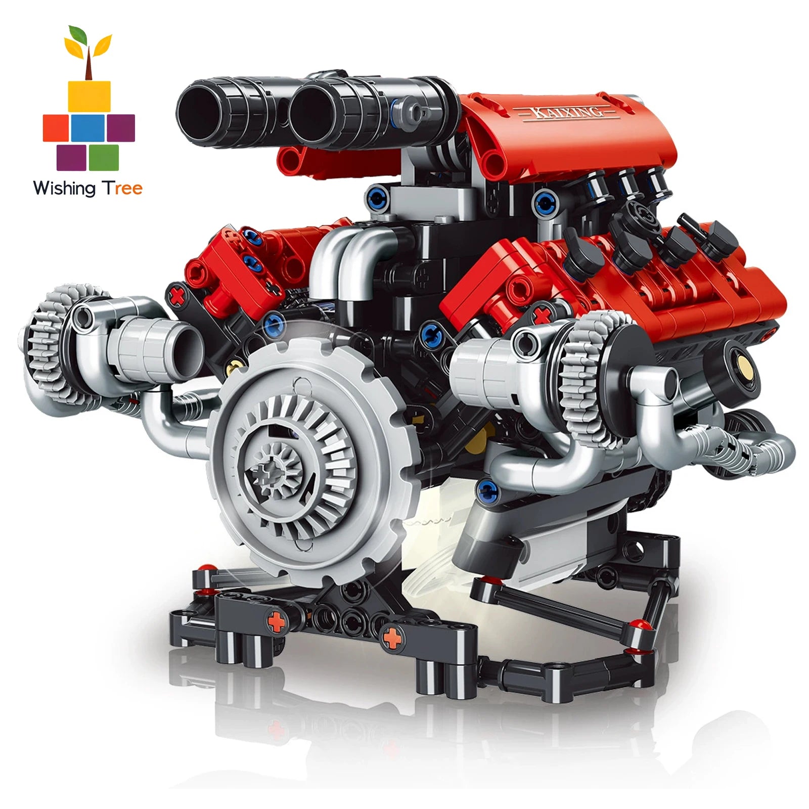 KAIXING K96203 660PCS Motorized V8 Engine Building Kit with LED & APP Control STEM Educational Toys