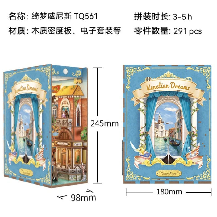 Tonecheer Monet Giverny Garden DIY Book Nook Bookend Diorama Model Kit 3D Wooden Puzzle Dollhouse Decoration Birthday Toys Gifts