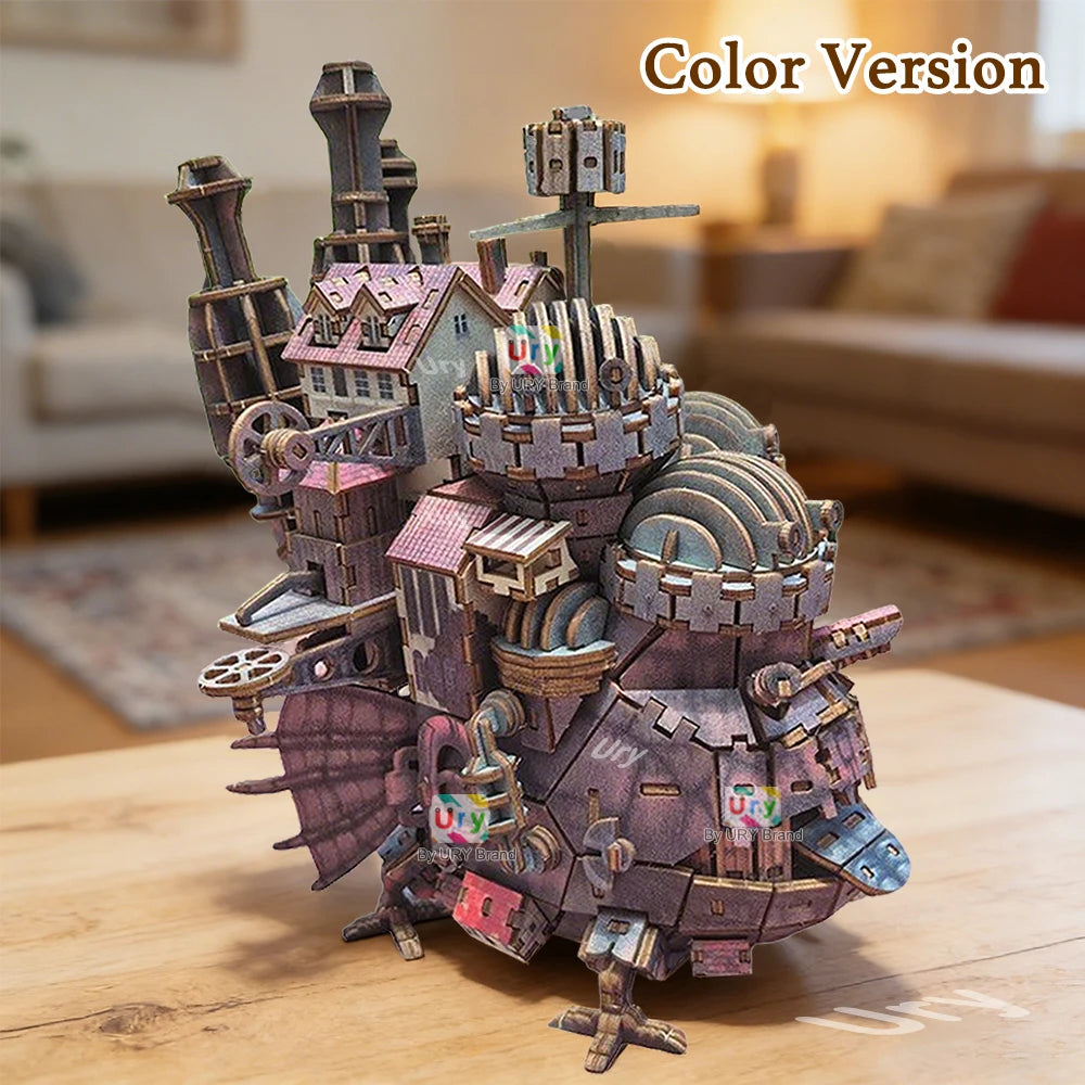 URY 3D Wooden Puzzle Creative Magic Steel Castle Theme Film Movie Series DIY Toy Home Decoration Model Kit Gifts for Adults
