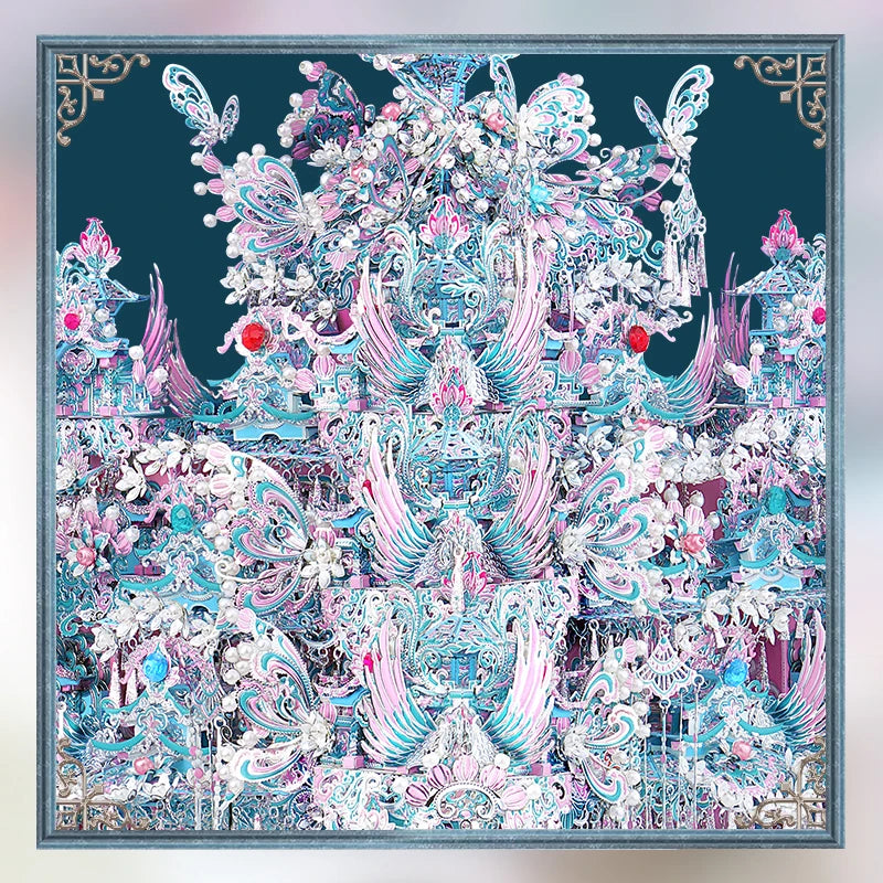 Piececool 3d Metal Puzzles Pearl-pink Bridal Sedan Chair 3D Metal Model Kits for Adult Brain Teaser Diy Crafts for Home Decor