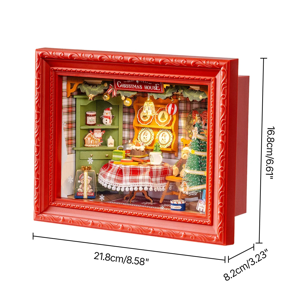 Rolife Christmas Eve Party 3D LED Diorama Snap Together Wooden Puzzle Kit for Wall Tabletop Festive Home Decor Gift for Adults