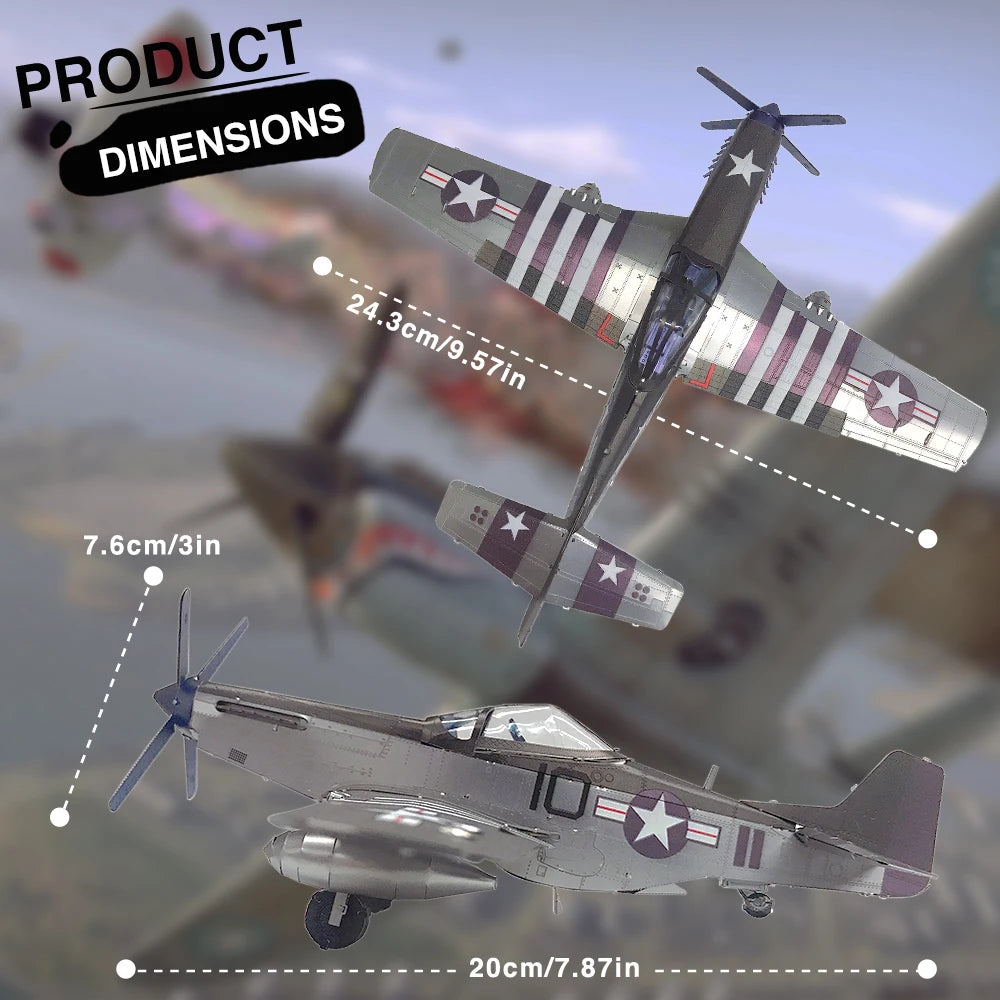 Piececool 3D Puzzles Gift Airplane Metal Model Building Kits DIY Toys for Teens Brain Teaser Jigsaw for Collection 107pcs