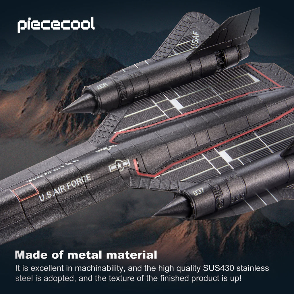 Piececool 3D Metal Puzzles Blackbird Reconnaissance Aircraft Assembly Model Kits Jigsaw DIY Toys for Adult